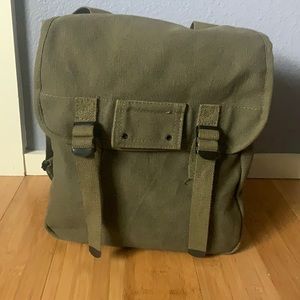 Olive green canvas backpack
